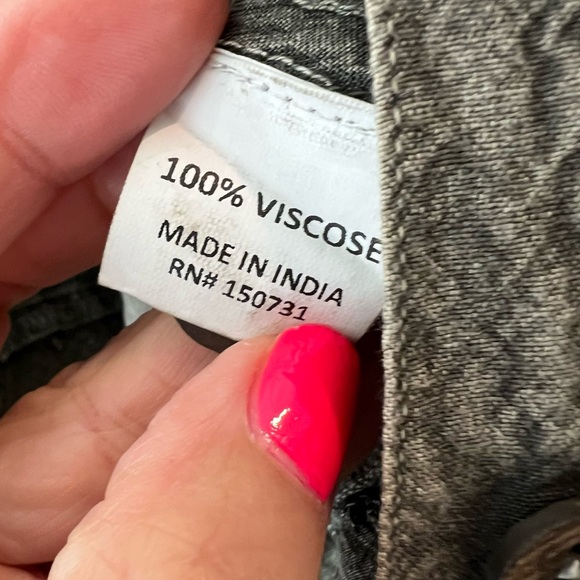 Vintage Bohemian Blouse gray billowy poet sleeves embroidery ruffle pockets - Picture 10 of 11